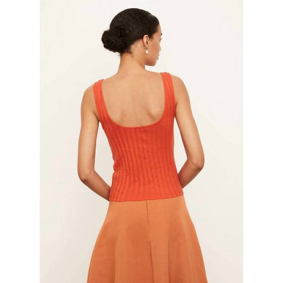 NEW VINCE wide rib square neck tank in burnt orchid - Picture 3 of 3